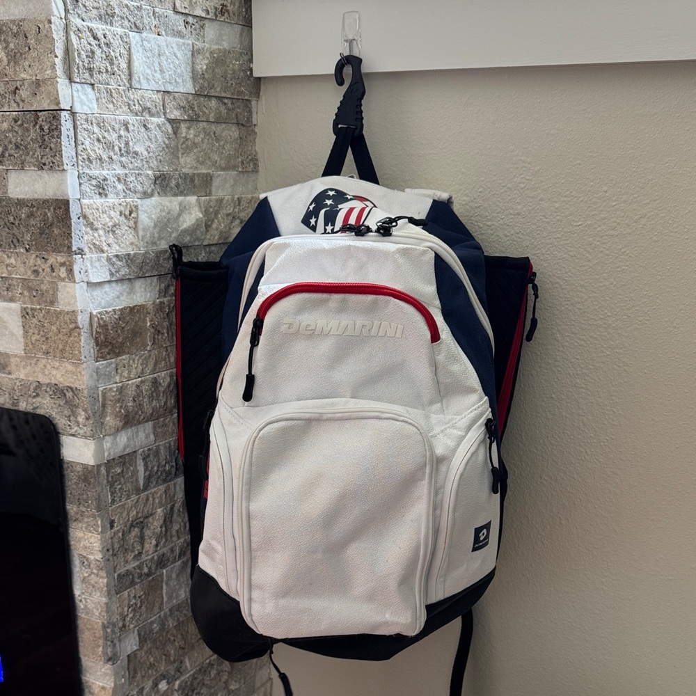 DeMarini White and Black Baseball/Softball Backpack